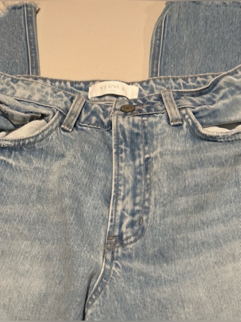 Straight Leg Light Blue Women’s Jeans with Frayed Hem - Picture 2 of 4